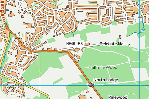 NE46 1RB map - OS VectorMap District (Ordnance Survey)