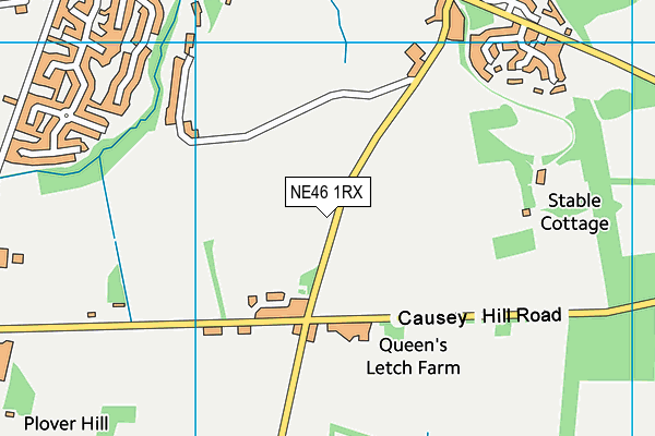 NE46 1RX map - OS VectorMap District (Ordnance Survey)