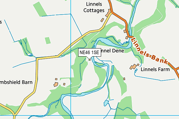 NE46 1SE map - OS VectorMap District (Ordnance Survey)