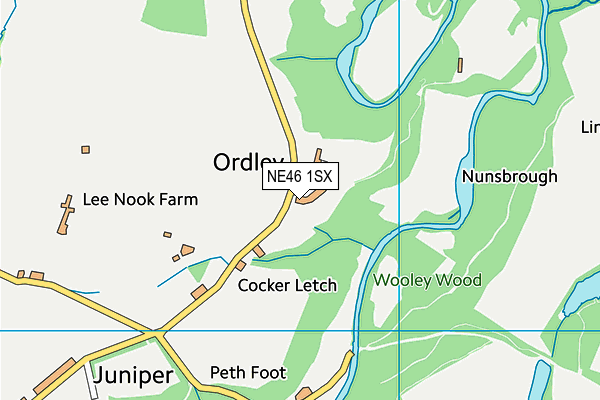 NE46 1SX map - OS VectorMap District (Ordnance Survey)