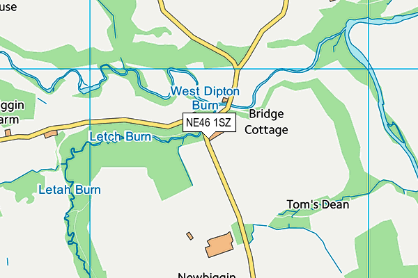 NE46 1SZ map - OS VectorMap District (Ordnance Survey)