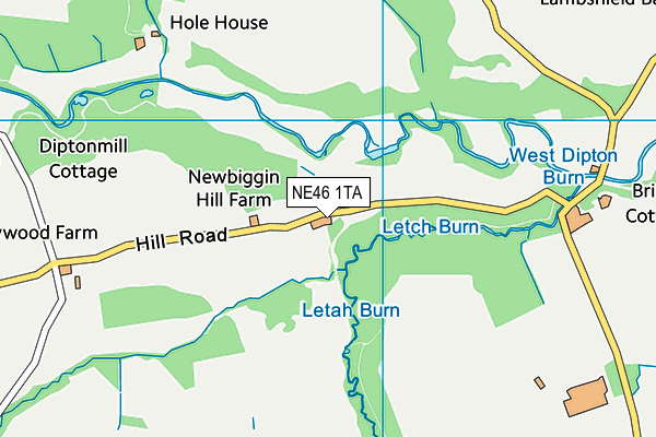 NE46 1TA map - OS VectorMap District (Ordnance Survey)