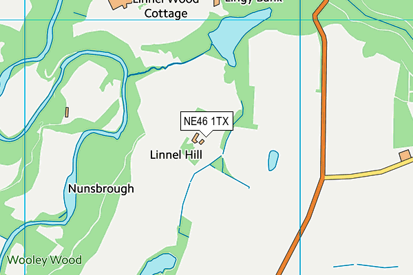 NE46 1TX map - OS VectorMap District (Ordnance Survey)