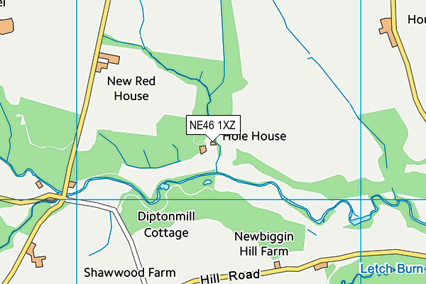 NE46 1XZ map - OS VectorMap District (Ordnance Survey)