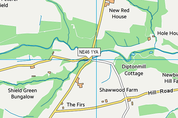 NE46 1YA map - OS VectorMap District (Ordnance Survey)