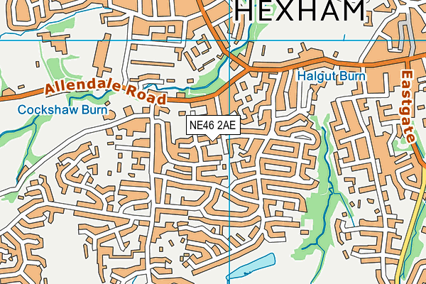 NE46 2AE map - OS VectorMap District (Ordnance Survey)