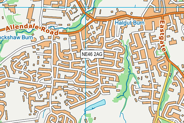 NE46 2AG map - OS VectorMap District (Ordnance Survey)