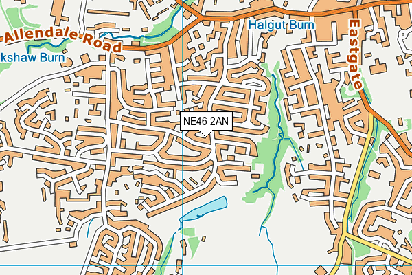 NE46 2AN map - OS VectorMap District (Ordnance Survey)