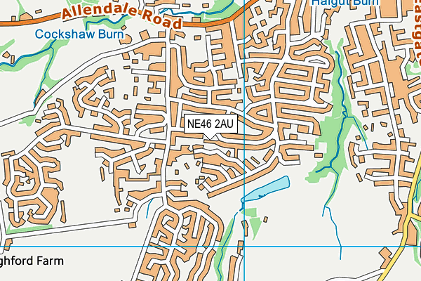 NE46 2AU map - OS VectorMap District (Ordnance Survey)