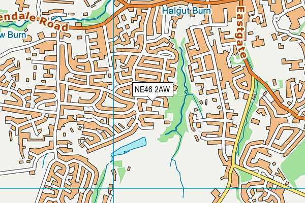 NE46 2AW map - OS VectorMap District (Ordnance Survey)