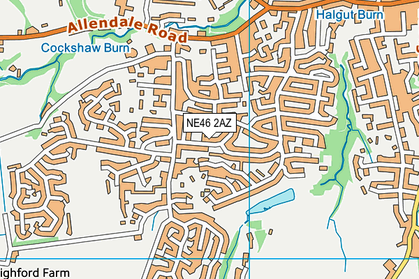 NE46 2AZ map - OS VectorMap District (Ordnance Survey)