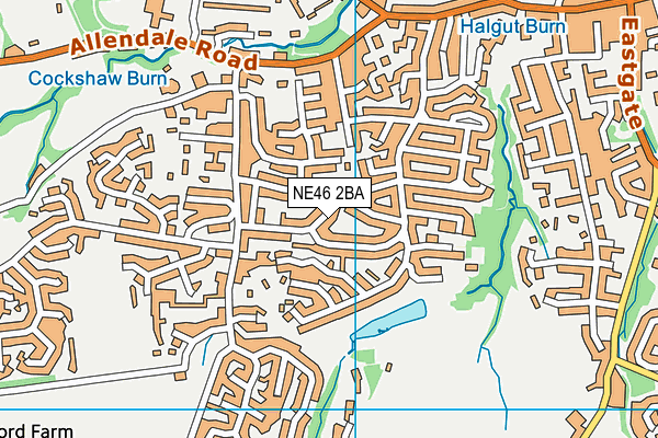 NE46 2BA map - OS VectorMap District (Ordnance Survey)