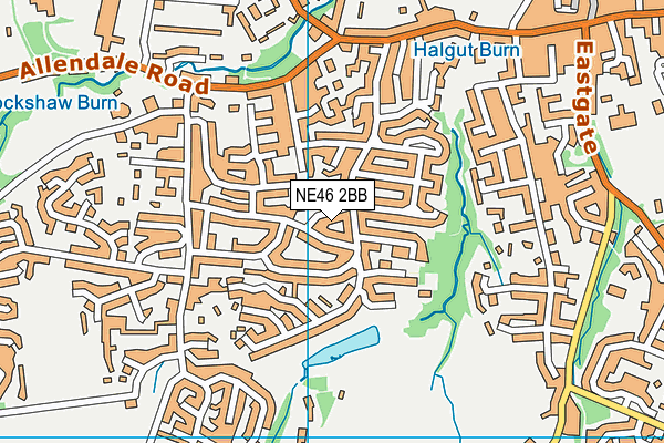 NE46 2BB map - OS VectorMap District (Ordnance Survey)