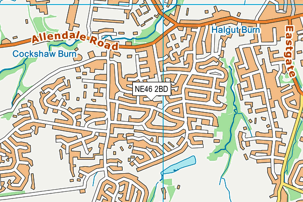 NE46 2BD map - OS VectorMap District (Ordnance Survey)