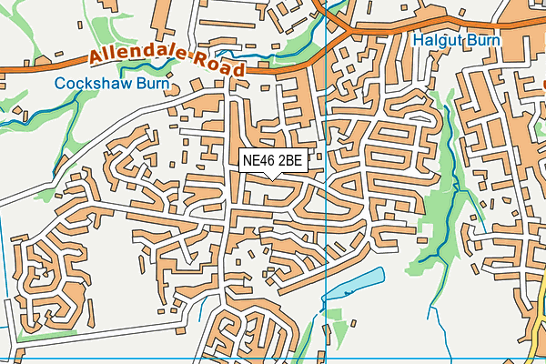NE46 2BE map - OS VectorMap District (Ordnance Survey)