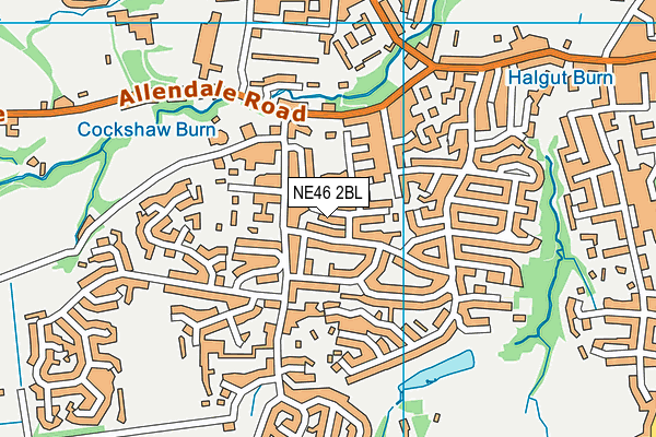 NE46 2BL map - OS VectorMap District (Ordnance Survey)