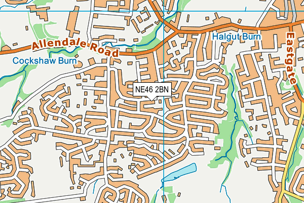 NE46 2BN map - OS VectorMap District (Ordnance Survey)