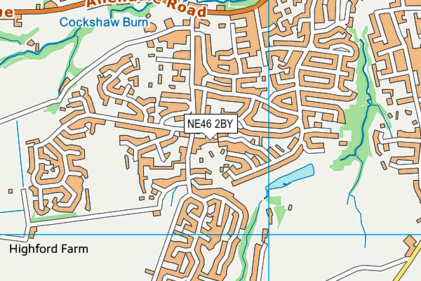 NE46 2BY map - OS VectorMap District (Ordnance Survey)