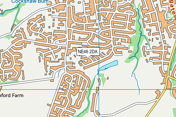 NE46 2DA map - OS VectorMap District (Ordnance Survey)