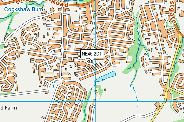 NE46 2DT map - OS VectorMap District (Ordnance Survey)