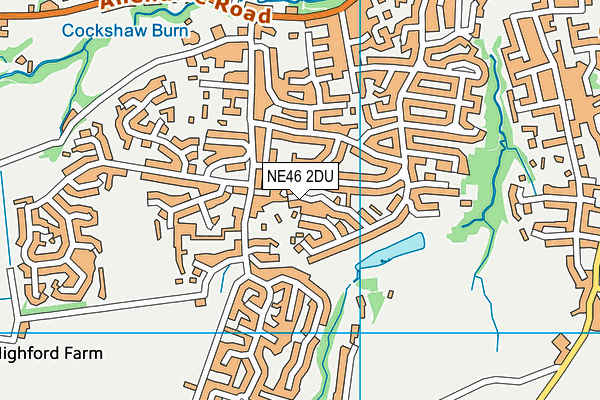 NE46 2DU map - OS VectorMap District (Ordnance Survey)