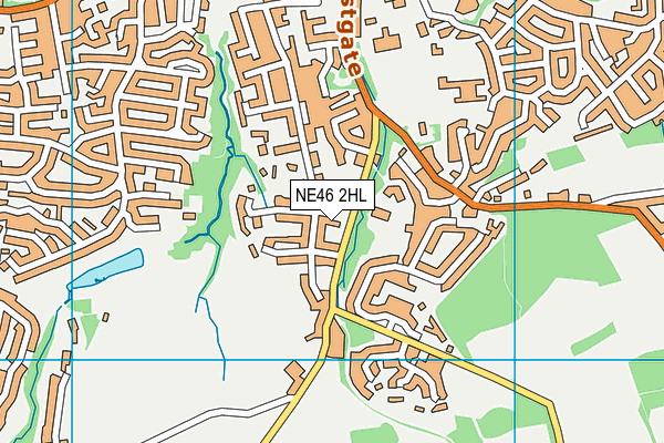 NE46 2HL map - OS VectorMap District (Ordnance Survey)