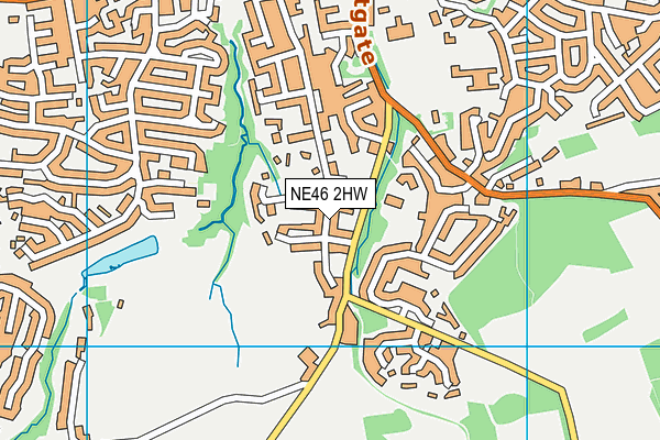 NE46 2HW map - OS VectorMap District (Ordnance Survey)