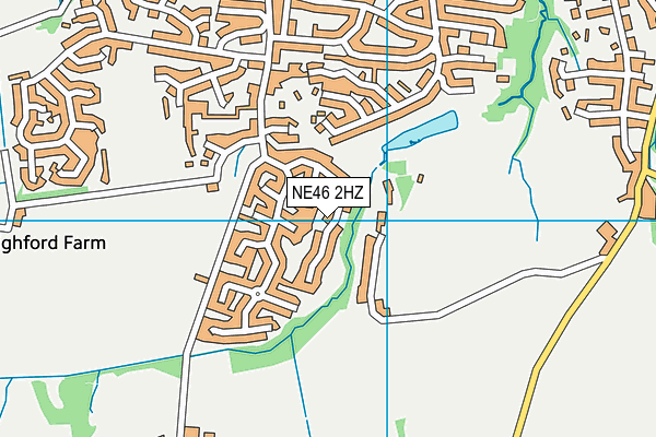NE46 2HZ map - OS VectorMap District (Ordnance Survey)