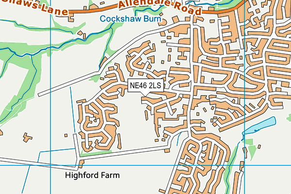 NE46 2LS map - OS VectorMap District (Ordnance Survey)