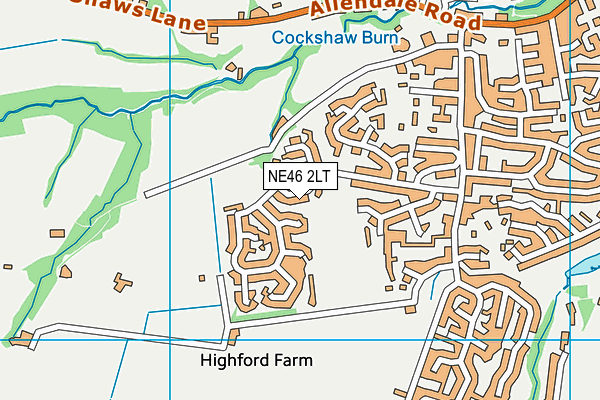 NE46 2LT map - OS VectorMap District (Ordnance Survey)