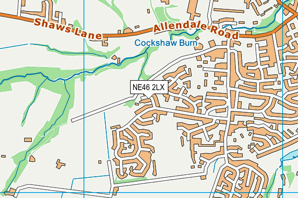 NE46 2LX map - OS VectorMap District (Ordnance Survey)
