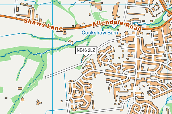 NE46 2LZ map - OS VectorMap District (Ordnance Survey)