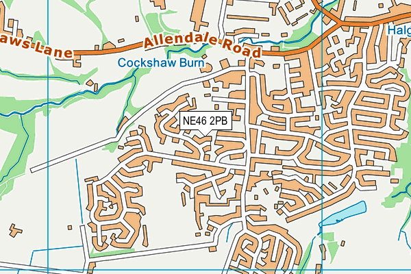 NE46 2PB map - OS VectorMap District (Ordnance Survey)