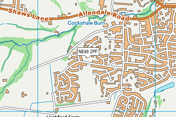 NE46 2PF map - OS VectorMap District (Ordnance Survey)