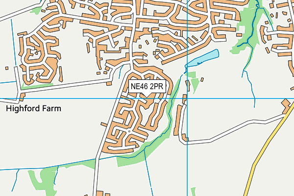 NE46 2PR map - OS VectorMap District (Ordnance Survey)