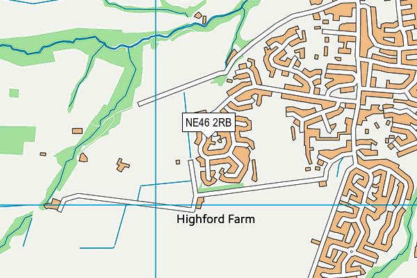 NE46 2RB map - OS VectorMap District (Ordnance Survey)