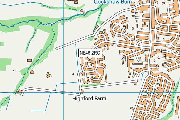 NE46 2RG map - OS VectorMap District (Ordnance Survey)