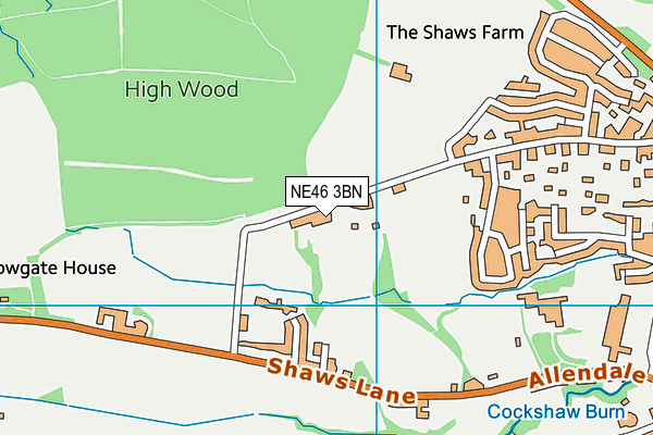 Hexham Leazes Cricket Club map (NE46 3BN) - OS VectorMap District (Ordnance Survey)