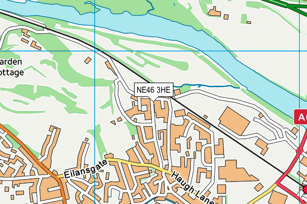 NE46 3HE map - OS VectorMap District (Ordnance Survey)