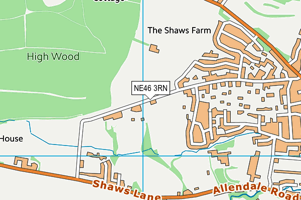 NE46 3RN map - OS VectorMap District (Ordnance Survey)