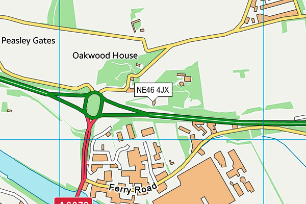 NE46 4JX map - OS VectorMap District (Ordnance Survey)