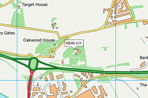 NE46 4JY map - OS VectorMap District (Ordnance Survey)