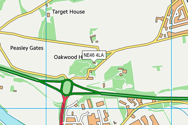 NE46 4LA map - OS VectorMap District (Ordnance Survey)