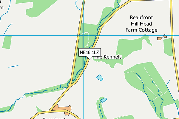 NE46 4LZ map - OS VectorMap District (Ordnance Survey)