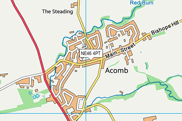 Acomb Playing Fields map (NE46 4PT) - OS VectorMap District (Ordnance Survey)