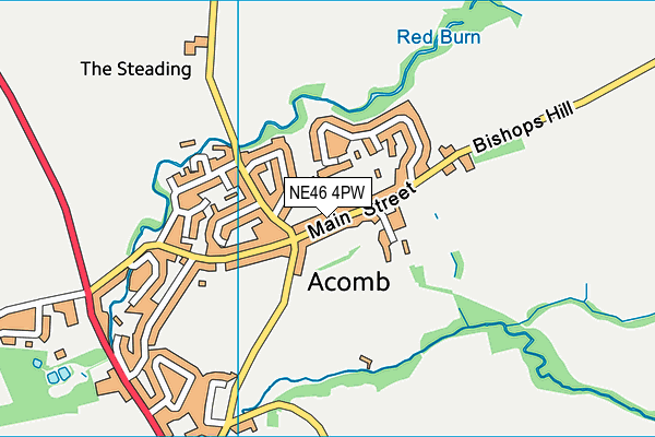 NE46 4PW map - OS VectorMap District (Ordnance Survey)