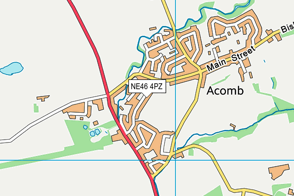 NE46 4PZ map - OS VectorMap District (Ordnance Survey)