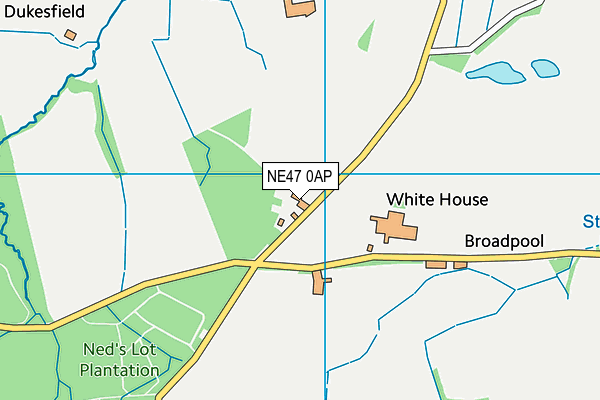 NE47 0AP map - OS VectorMap District (Ordnance Survey)