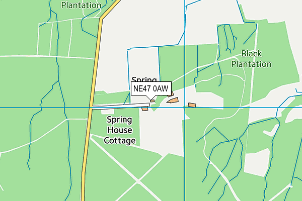 NE47 0AW map - OS VectorMap District (Ordnance Survey)