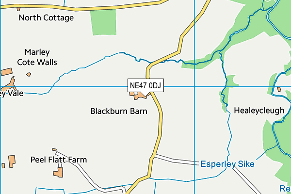 NE47 0DJ map - OS VectorMap District (Ordnance Survey)